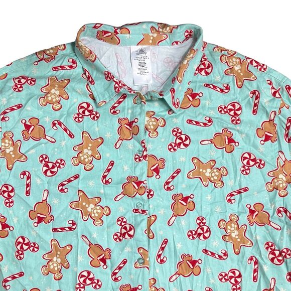 Disney Other - Disney Pajama Top Adult 3X Mickey Mouse Long Sleeve Christmas Gingerbread Candy